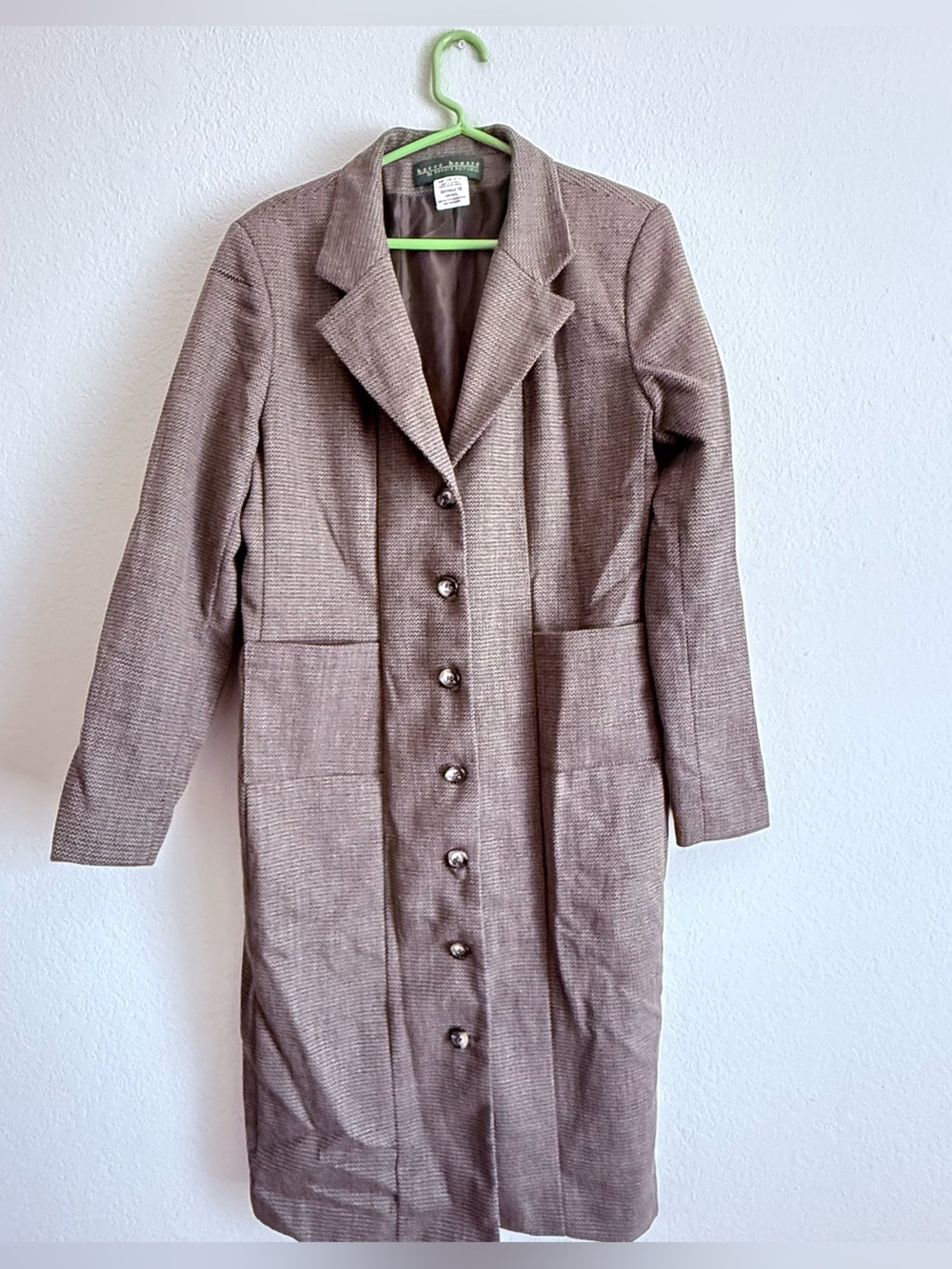 Vtg Harve Benard by Benard Holtzman Wool Blend Button Front Overcoat Houndstooth